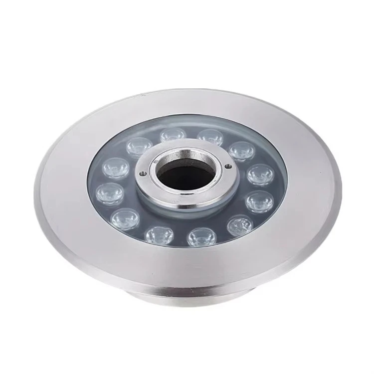 Outdoor waterproof 12V 24V IP68 stainless steel RGB auto-color-changing 12W LED nozzle fountain light