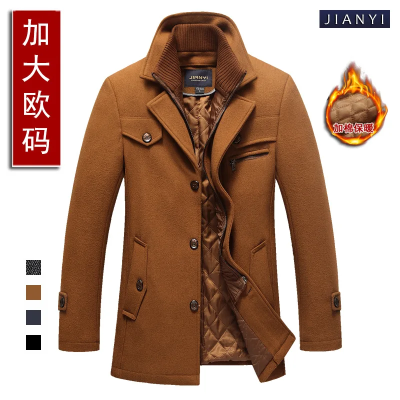 

High Quality New Winter Thick Woolen Coat Slim Fit Jackets Mens Casual Warm Outerwear Jacket and Coat Male Pea Coat Size M-4XL