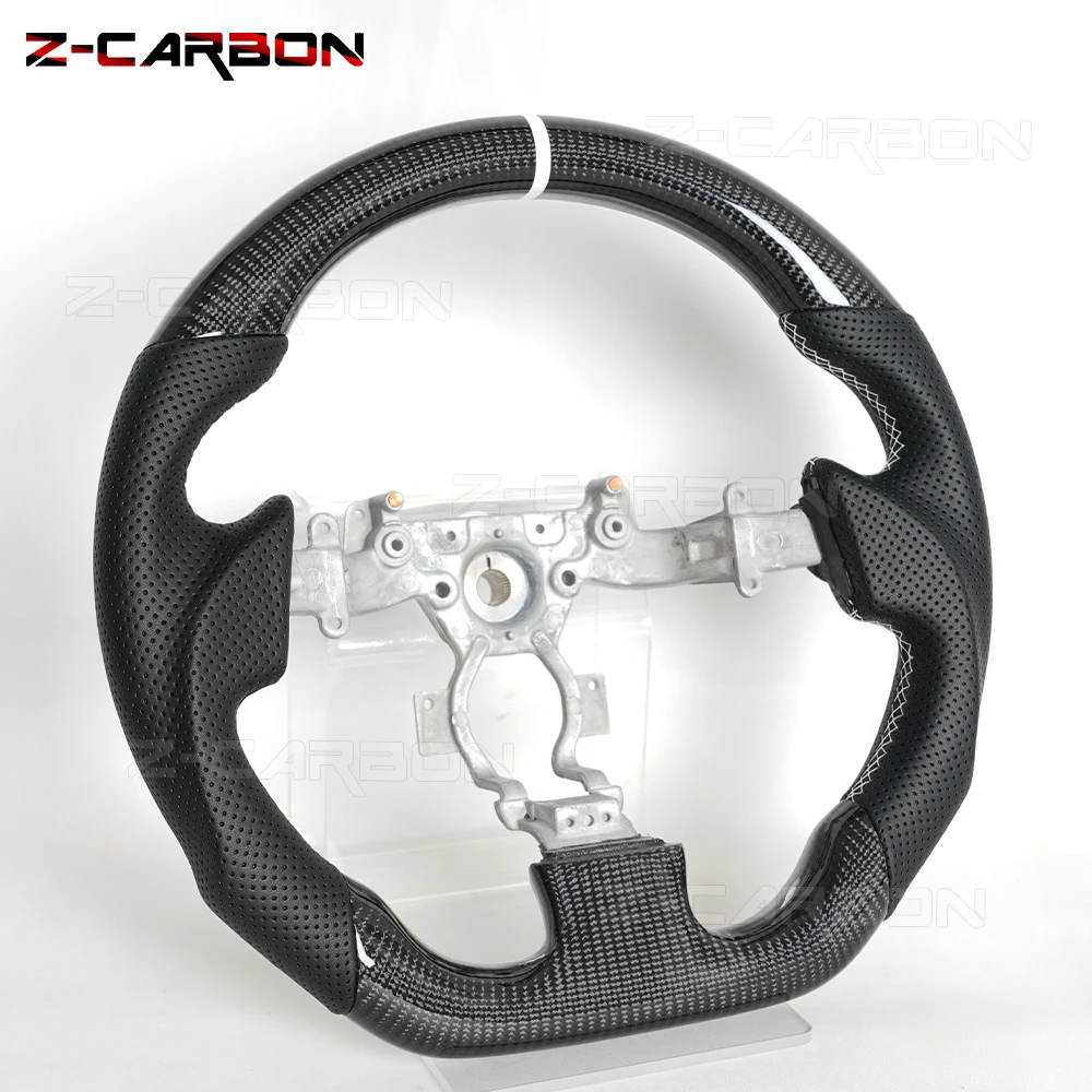 

Carbon Fiber Steering Wheel Round-Top Flat-Bottom White Position Line For Nissan GTR R35 GT-R 2007-2016 Car Upgrade Accessories