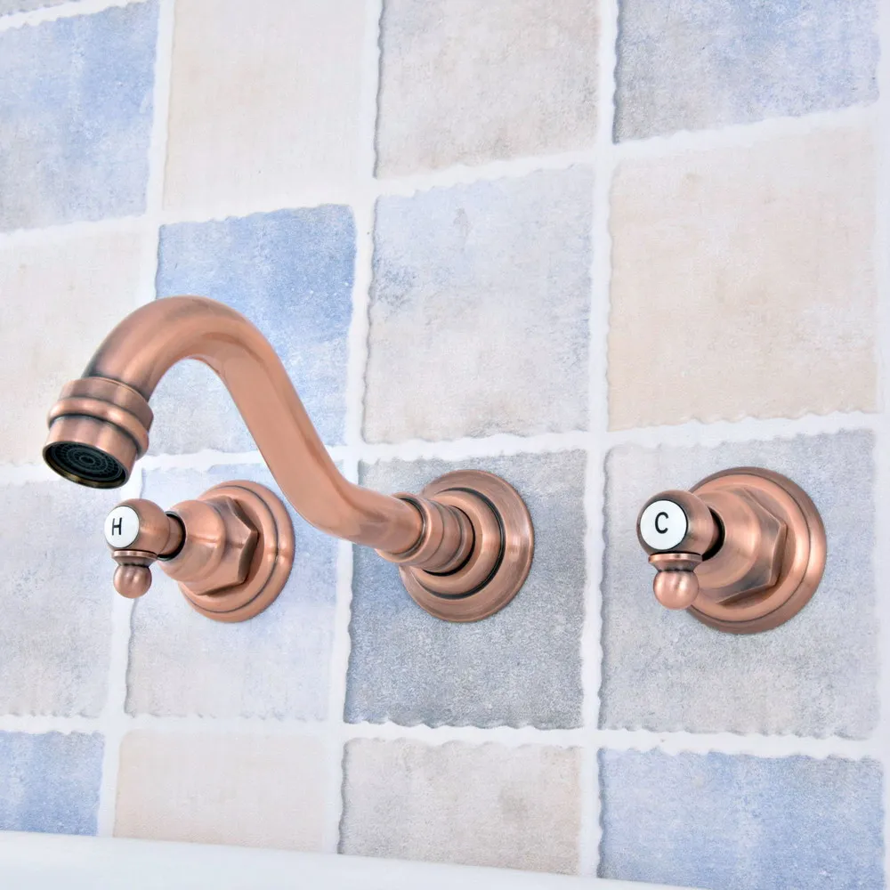 

Bathtub Basin Antique Red Copper Bathroom Sink Mixer Tap Faucet 3 Pcs Faucets Dual Handle Sink Mixer Tap zsf522