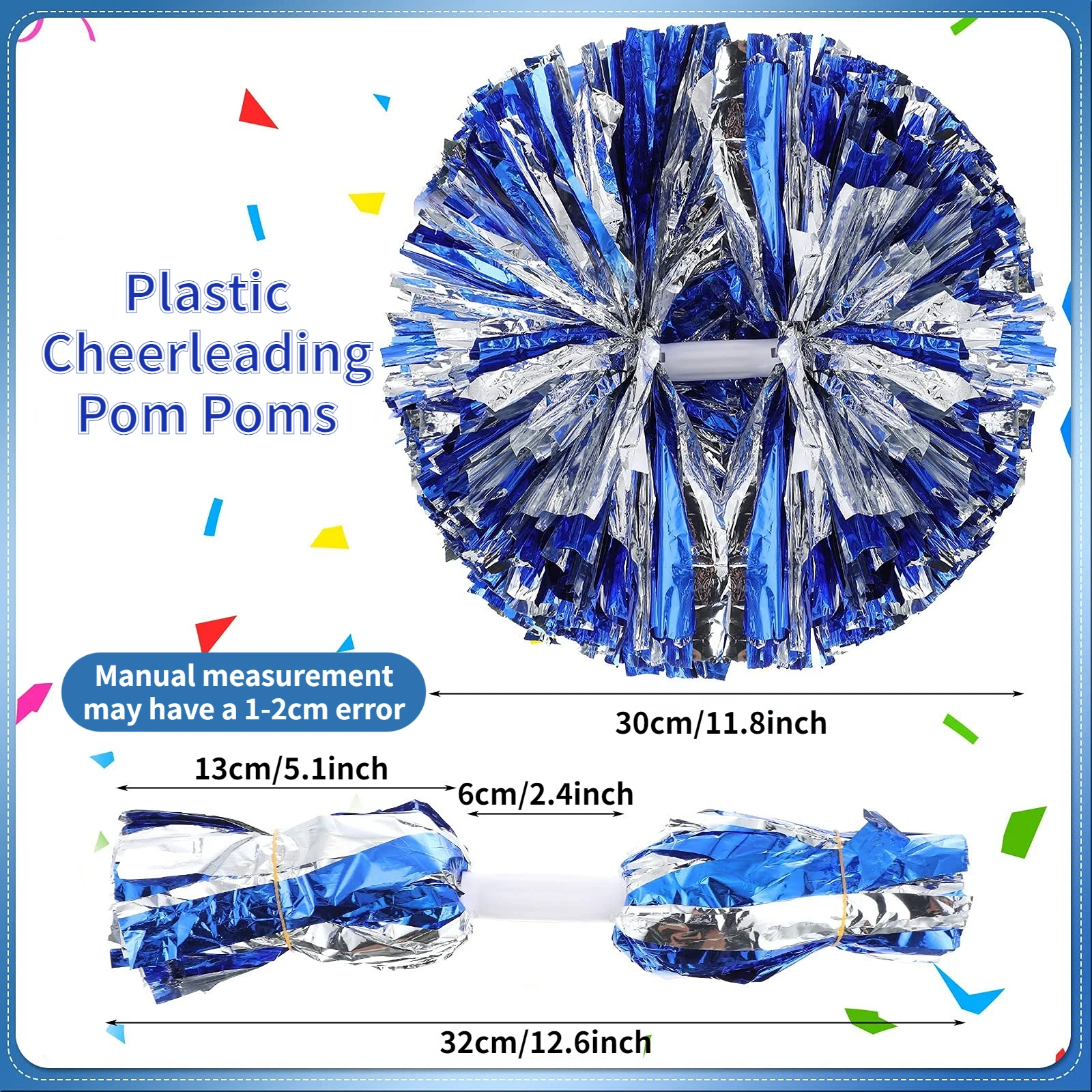 6-60 Stuks Pom Poms Cheerleading Geschenken Metallic Pompoms met Baton Handvat Cheer Ballen Juichen Squad Geest Team sport Dans Rekwisieten