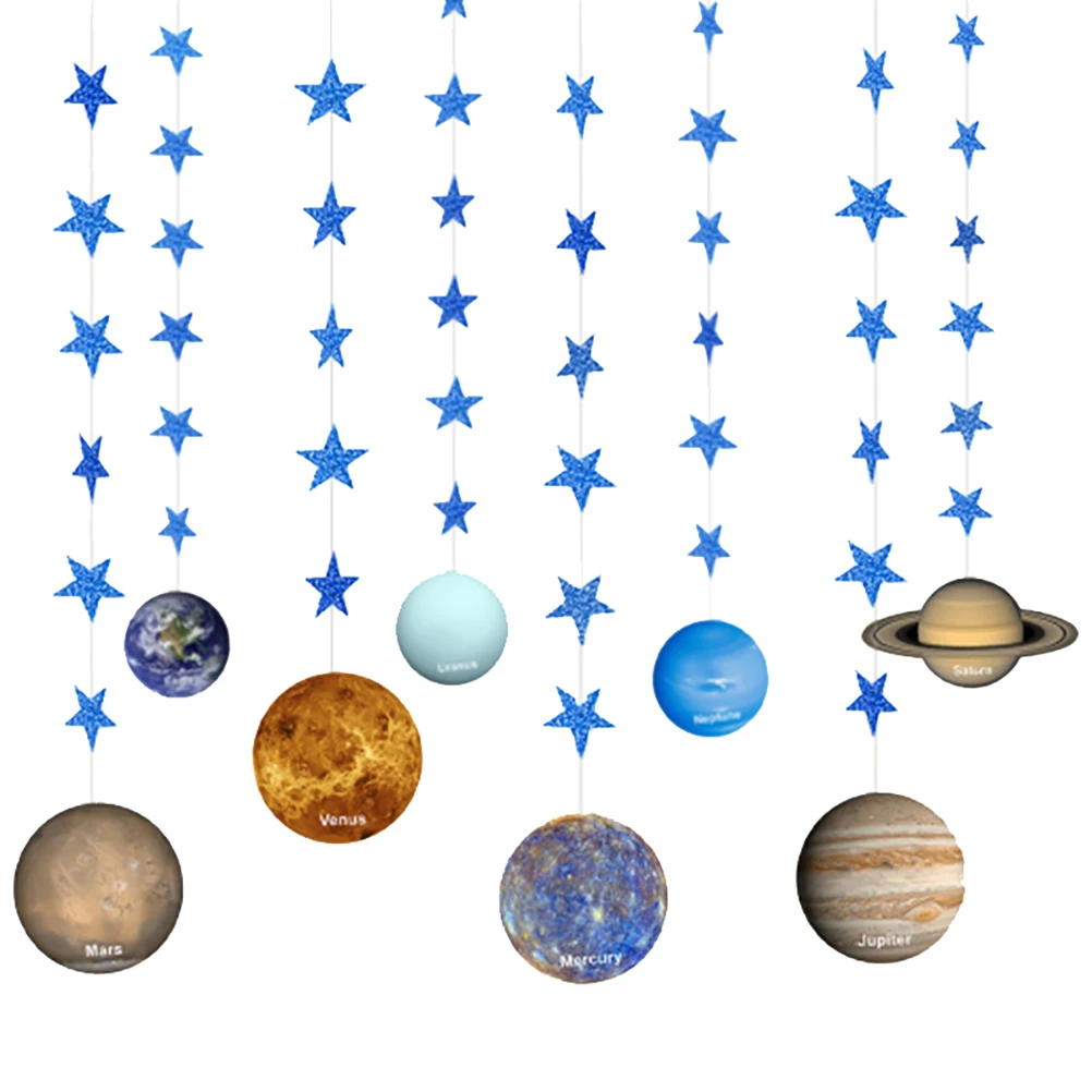 

1 set Planet Decoration Banners Glitter Shiny Party Flags Stage Background Supplies for Birthday Dance Party Decorations
