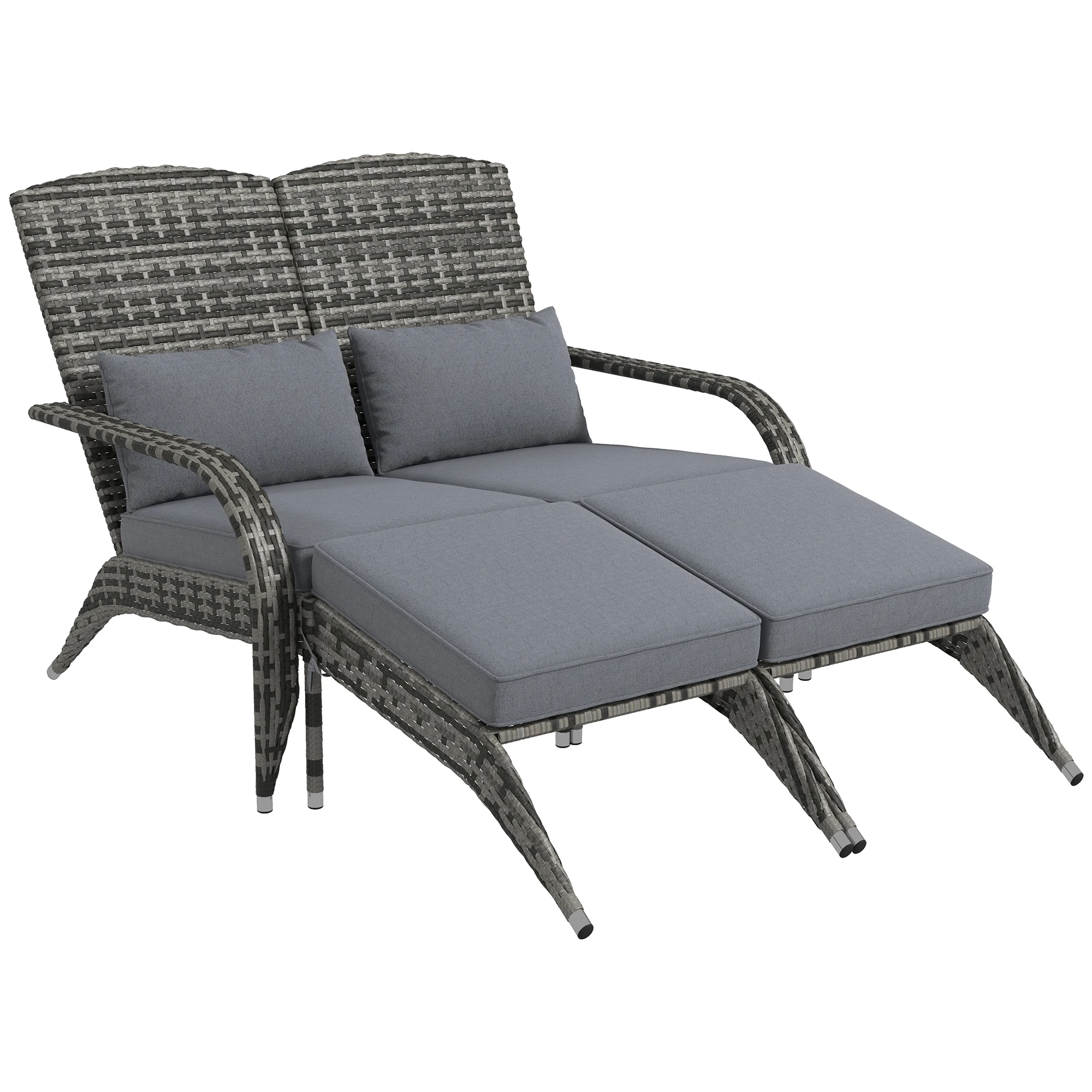 Patio Wicker Adirondack Chair with Cushion, Fire Pit Chair for 2 People