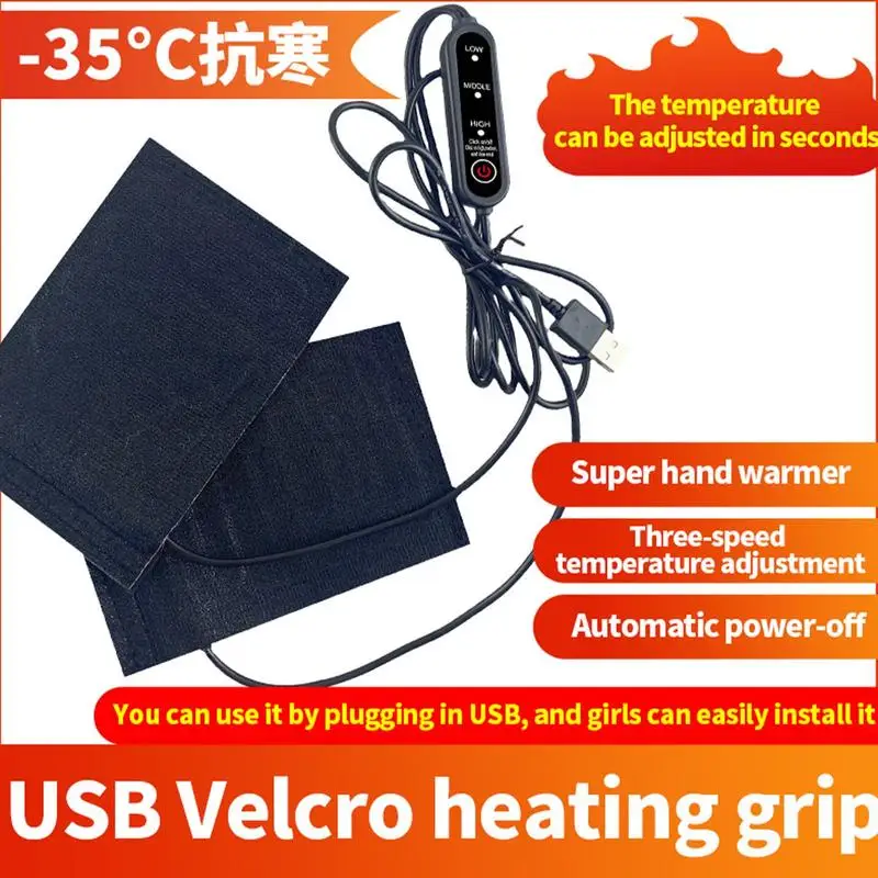 Waterproof Heated Grips USB Motorcycle Electric Heating Handle Kit Winter Warm Universal Electric Heating Insert Handlebar Pad