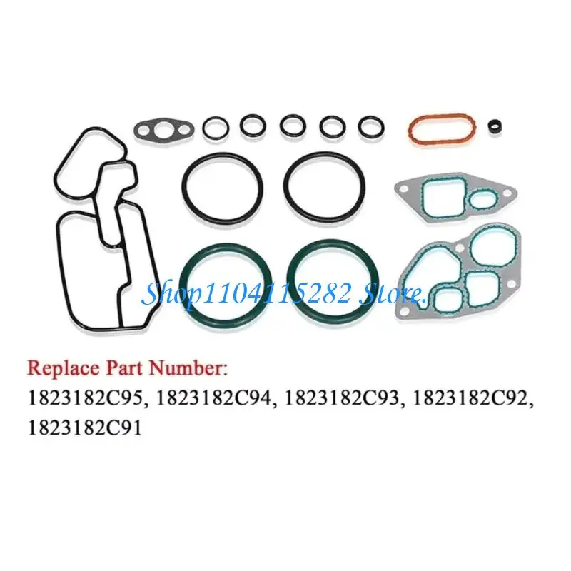 Oil Coolers Mounting Gasket for Navistar International 1993-1997 DT466E Engines Replacement with Flat Shapes, Multiple O-Shaped