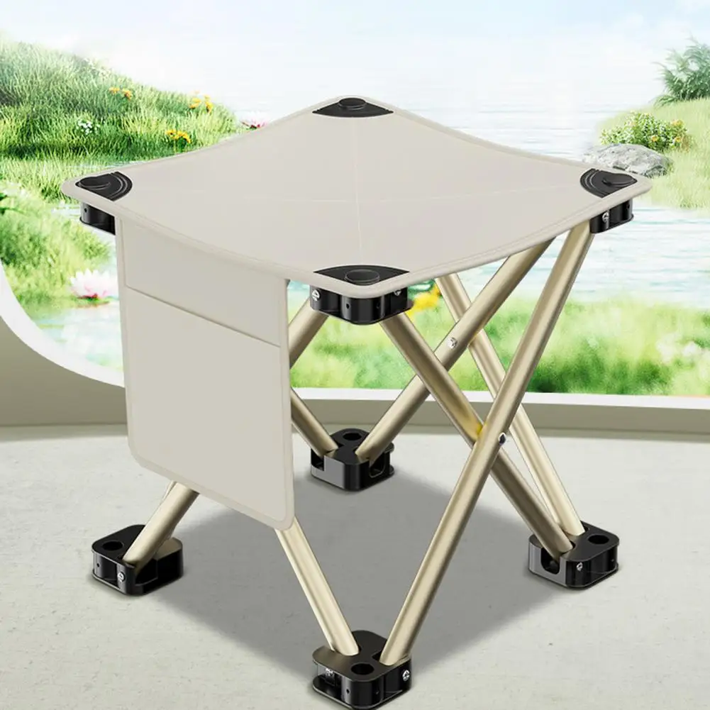 Camping Stool Easy Storage Outdoor Stool Thick Legs Resting Widen Platform With Storage Pouch Camping Chair Camping Stuff