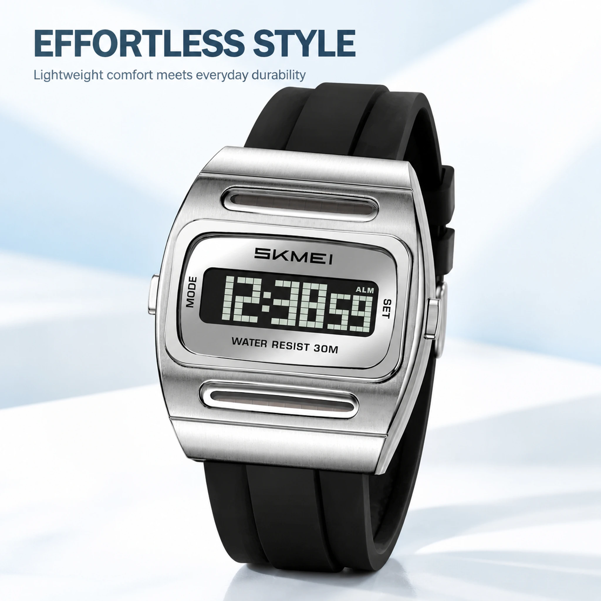 SKMEI 2563 Men Digital Watches 30M Waterproof Male Fashion Watch Solar Power Clock EL Light Week Date Display For Outdoor Sports