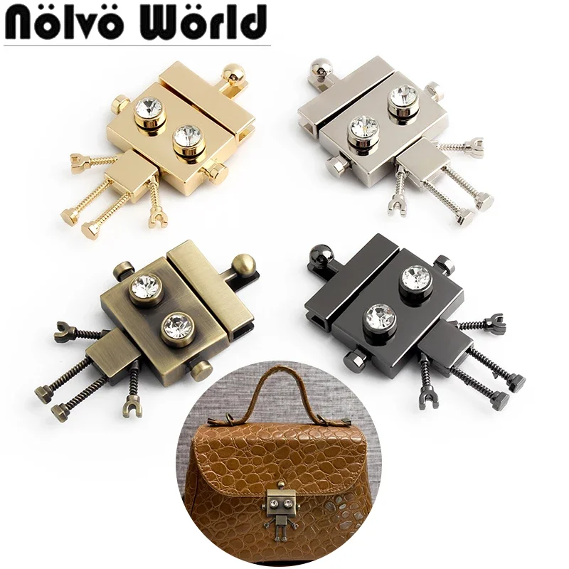 2/4/10PCS Robot Mortise Metal Bag Twist Locks Buckle For DIY Leather Shoulder Handbag Purse Luggage Press Lock Decor Accessories