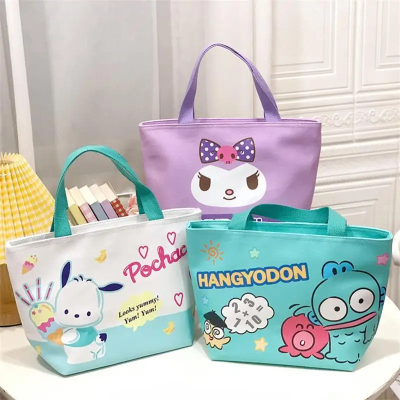 

Kuromi Cartoon storage bag PU Bento bag Sanrio student office worker Cute large thermal insulation lunch box bag Bento bag