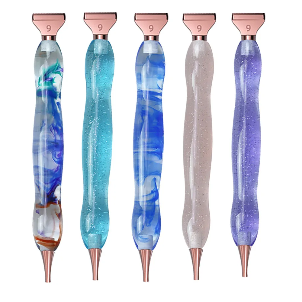 Stylo de peinture diamant en résine avec têtes en métal doré, accessoires de remplacement en alliage écologique, bricolage