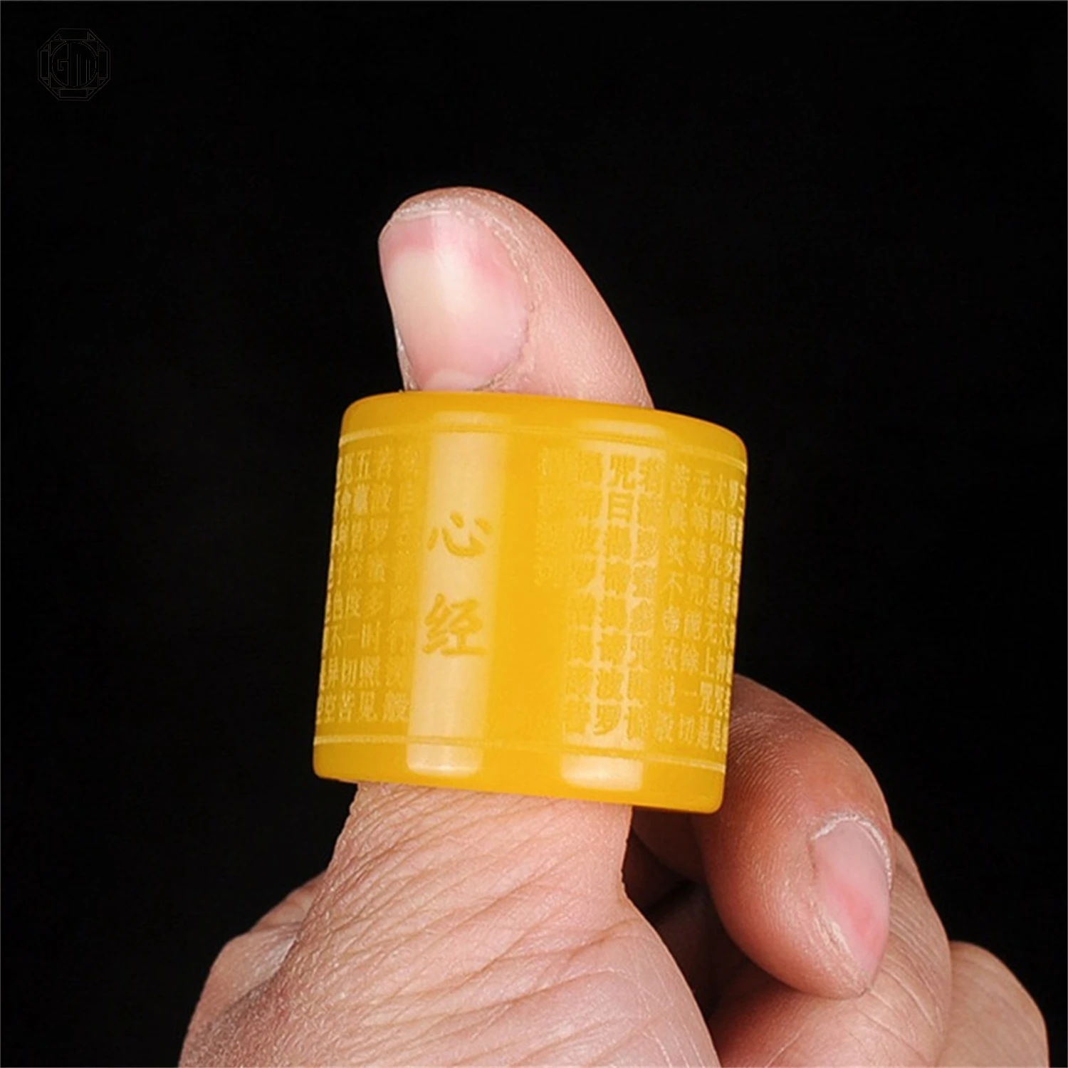 

Natural Blood Jade Spinach Green Thumb Ring Heart Sutra Engraved White Jade Men Chunky Buddhist Prayer Band Gemstone Jewelry