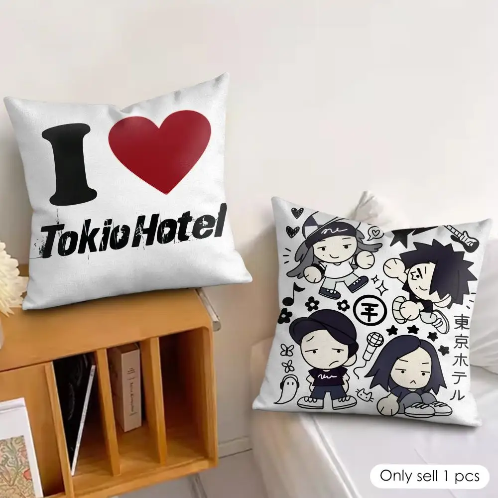 Rock T-Tokio Hotel Tom Kaulitz Cushion Cover Silky Short Plush Invisible Zipper Dustproof Sofa Pillow Case For Home Decor