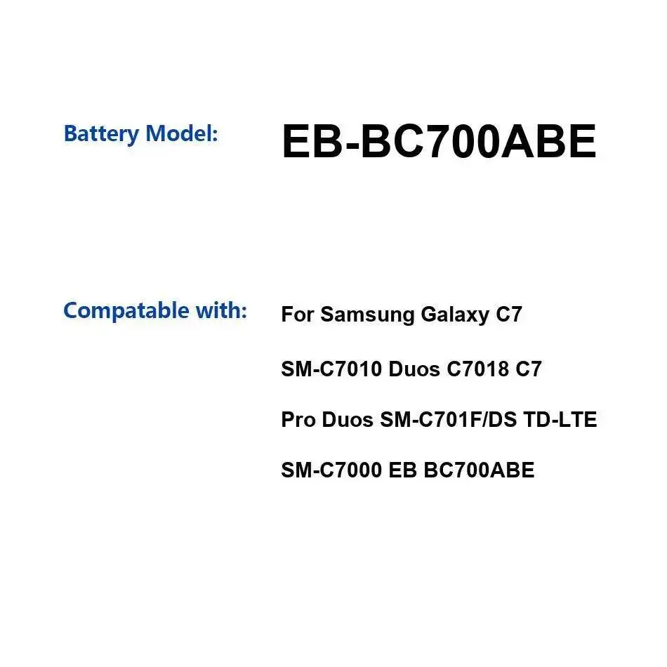 

Аккумулятор мобильного телефона EB-BC700ABE 3300 мАч для Samsung Galaxy C7 SM-C7010 Duos C7018 Pro SM-C701F DS TD-Lte SM-C7000