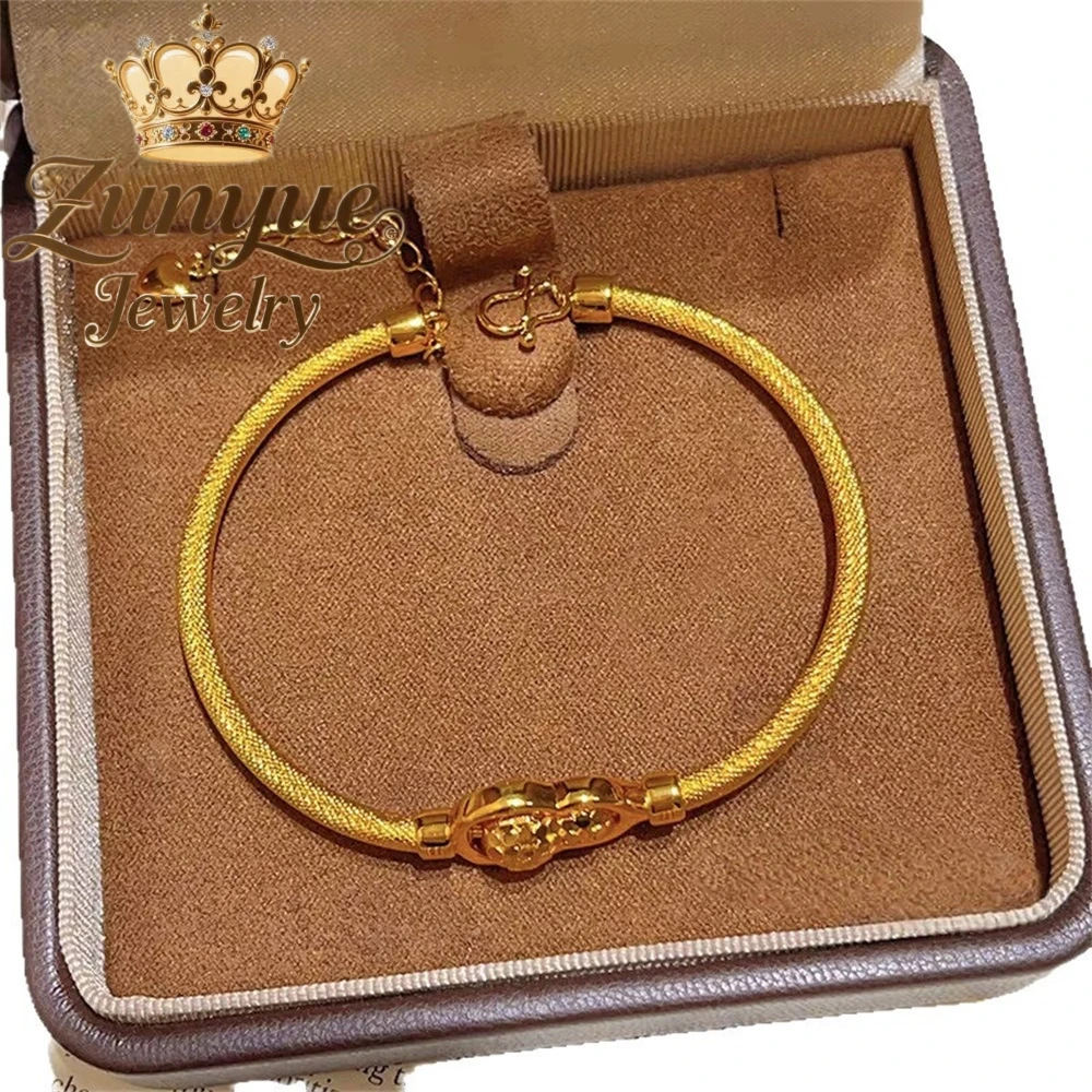 

Sand Gold Jewelry New Chinese-Style Laser Flower Gourd Bracelet Exudes A Sense Of Luxury Fashion Jewelry Exquisite Charms Luxury