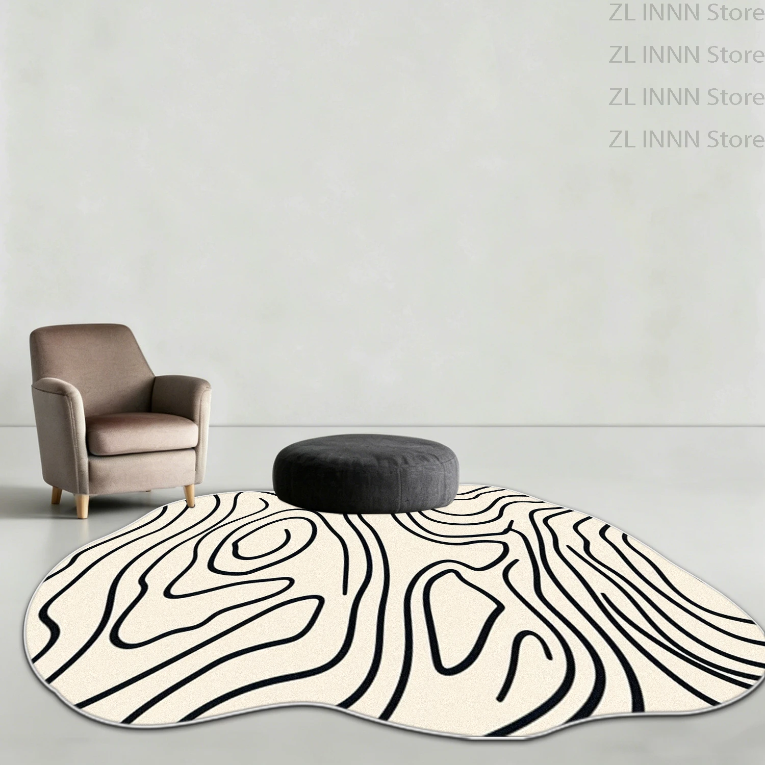 Fresh Simple Abstract Line Style Living Room Carpet Nordic Art Irregular Shape Bedroom Rug Plush Decoration Home Cloakroom Mat