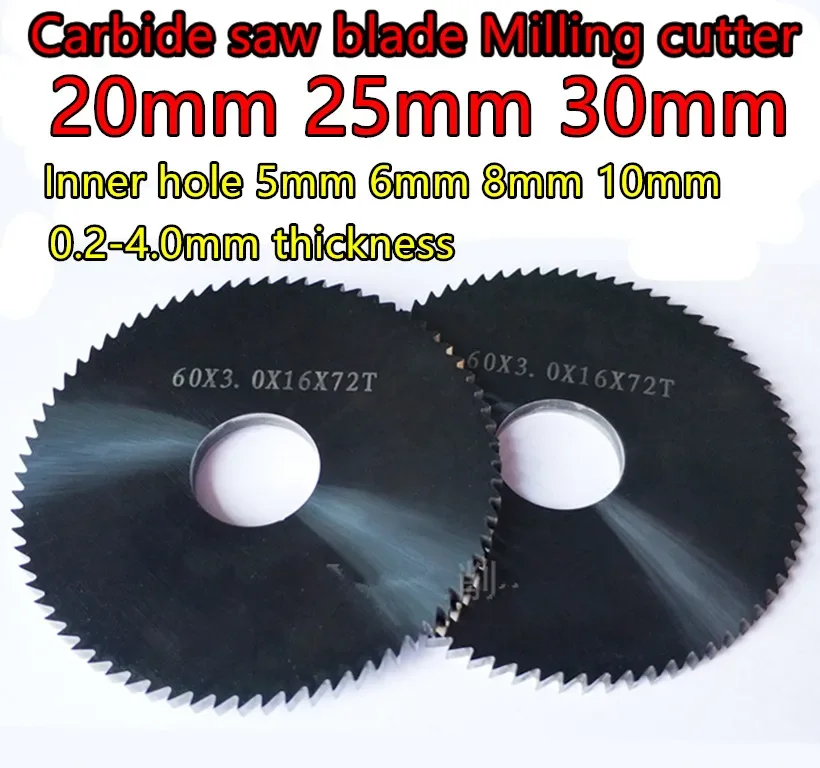 20mm 25mm 30mm x 5 6 8 10mm x 0.2-4.0mm Solid carbide saw blade milling cutter Processing: stainless steel and steel, etc