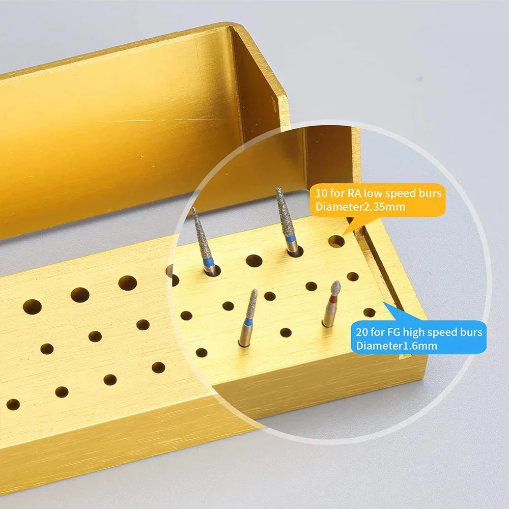 1 قطعة 30 ثقوب أزيز الأسنان الحفر تطهير كتلة FG بور التعقيم حامل الأوتوكلاف الألومنيوم مواد طب الأسنان أدوات
