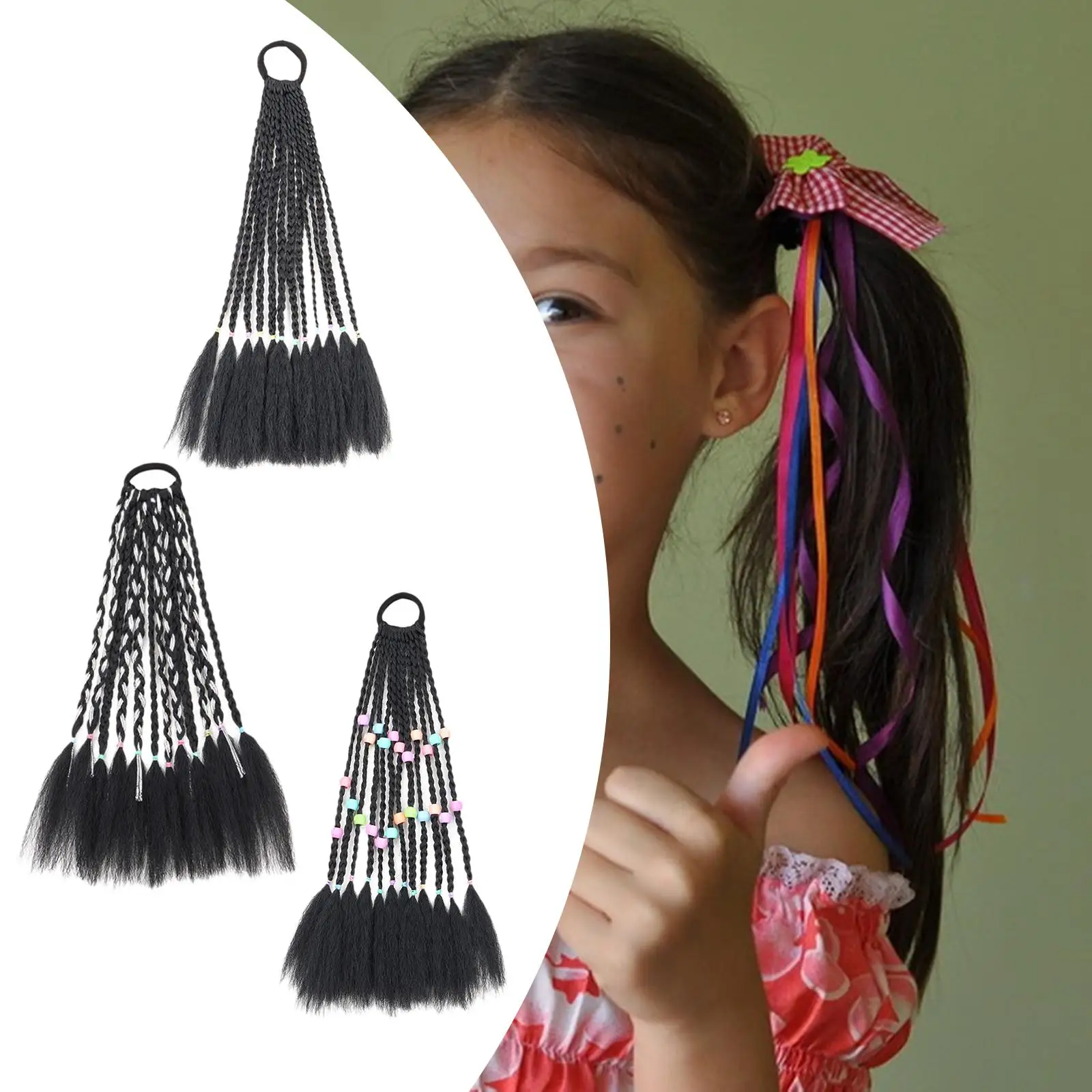 Braiding Hair Extensions Synthetic Soft as Hair Practical Wigs 11.81inch Long Creative Styling Ponytail Extension Twisted Braids