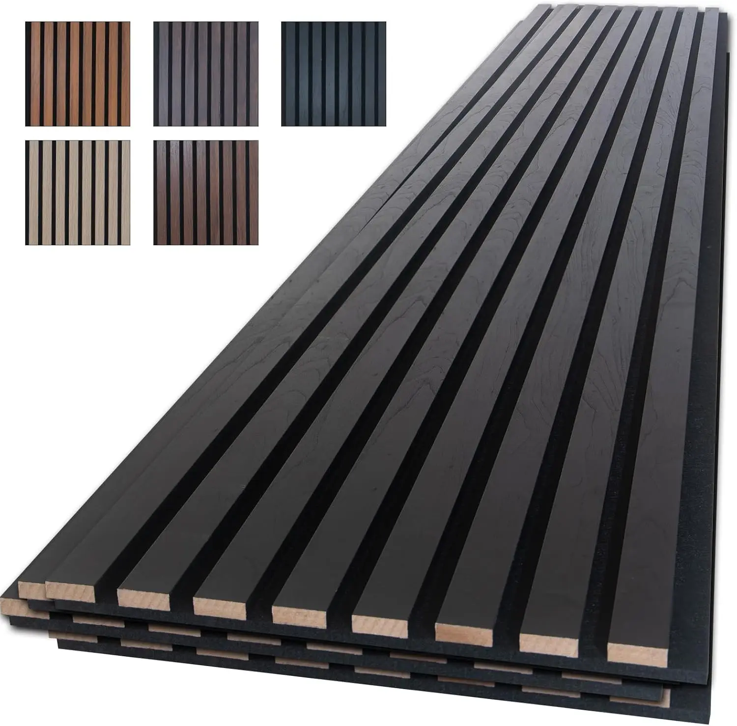 

4-Piece Wood Slat Wall Panels, 94.5" x 11", Soundproof Acoustic Panels for Interior Decor Noise Cancelling in Black