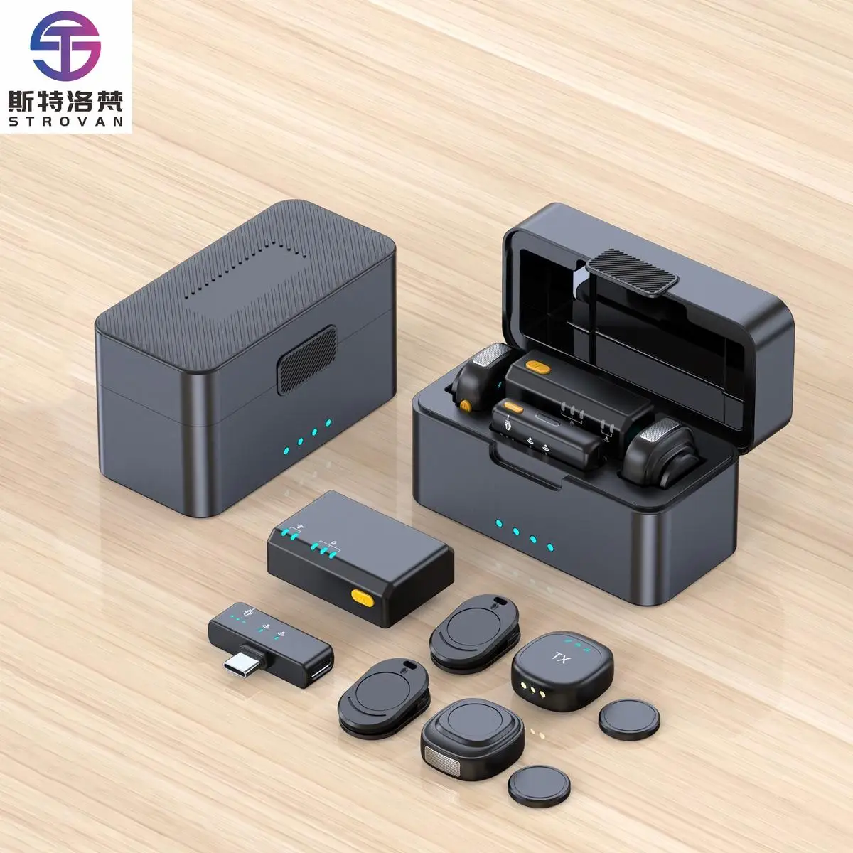 

Wireless Microphone Support Custom logo Intelligent Noise Reduction Wireless Transmission Battery Mobile Charging Lavalier