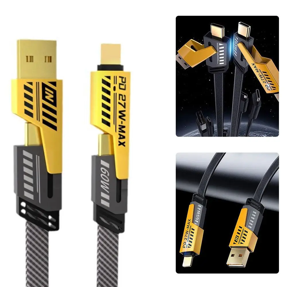 

Многофункциональный кабель для быстрой передачи данных 4 в 1, USB Type C PD, сверхбыстрый зарядный кабель для различных мобильных телефонов W9Z8