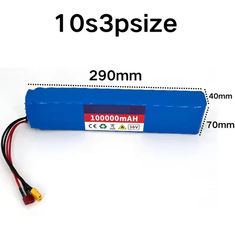 10S3P 36V 100Ah Rechargeable Battery for Bicycle Scooters Lithium-ion Battery Pack with BMS
