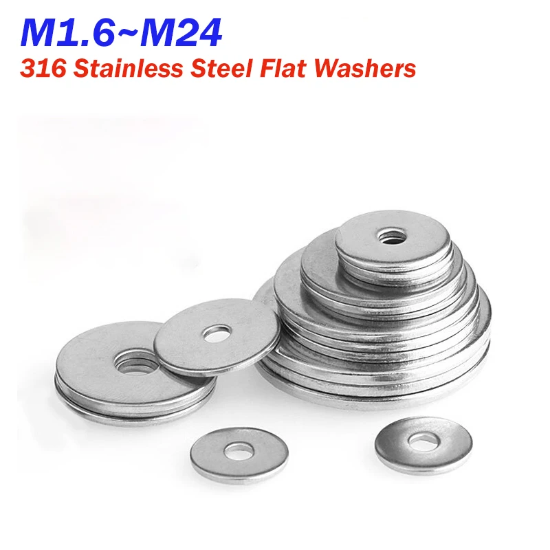 1-50pcs A4 316 Stainless Steel Metal Ring Shim M1.6 M2 M2.5 M3 M4 M5 M6 M8 M10 M12 M14~M24 Flat Wafer Washer Gasket Fastener