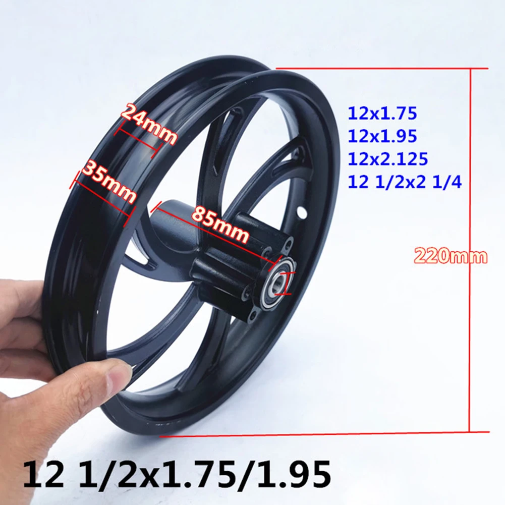 12 Inch Rims Wheel Hub Test Install 220mm(Outer Diameter) Aluminum Alloy Black New Simple High Quality 12 Inch