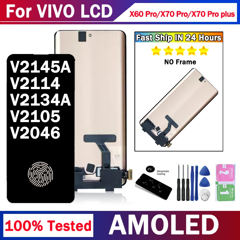 6.78“AMOLED For Vivo X60 Pro X70 Pro X70Pro Plus V2046  V2145A V2134A LCD Display Touch Screen Digitizer  Assembly