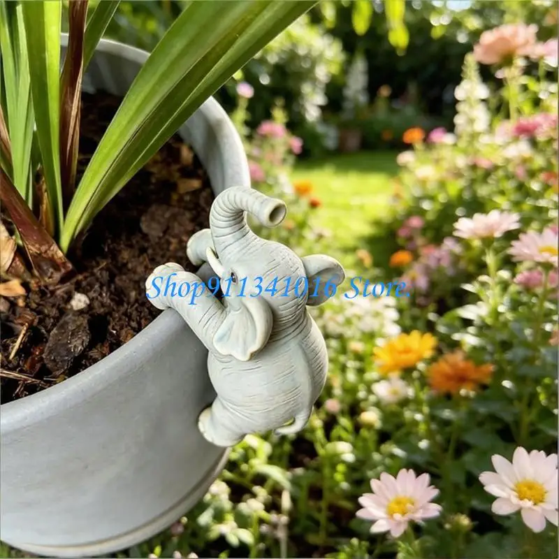  Resins Small Elephant Hanging Flower Pot Hanger Decoration Garden Art Ornament