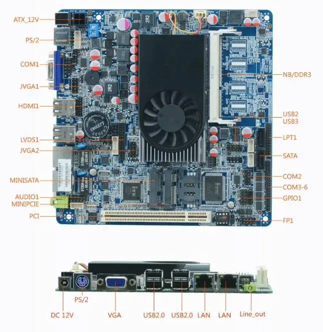 i5-3317u Mini-ITX Motherboard New Core Intel CPU IPC SBC Embedded Ultra-thin Mainboard with 6*COM 2*LAN LPT PS/2 DC-8~36V DDR3