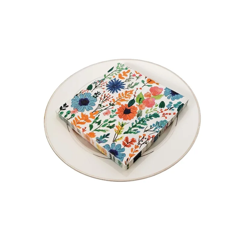 10/20 قطعة 33 سنتيمتر 2 طبقة رومانسية الريف نمط وجبة المناشف الزهور الملونة ، أوراق ، المطبوعة مناشف الحفلات DIY Decoupage ورقة #6