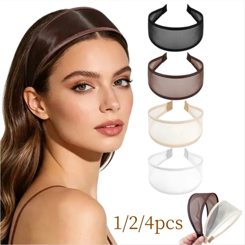 1-4pcs Wide Mesh Headband Breathable Non-Slip Hair Hoop Solid Color Tulle Headwear for Daily Wear Yoga Workout Hair Accessories