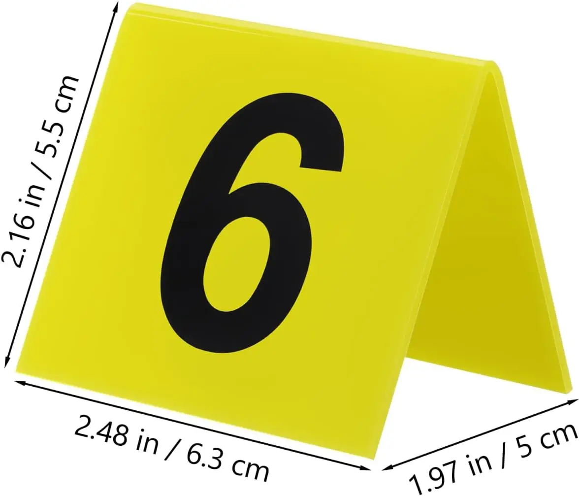 Yellow Halloween Crime Scene Number Markers Tent Shape Table Number Sign 1‑10 for Party Game Detective Theme Photo Shooting Prop