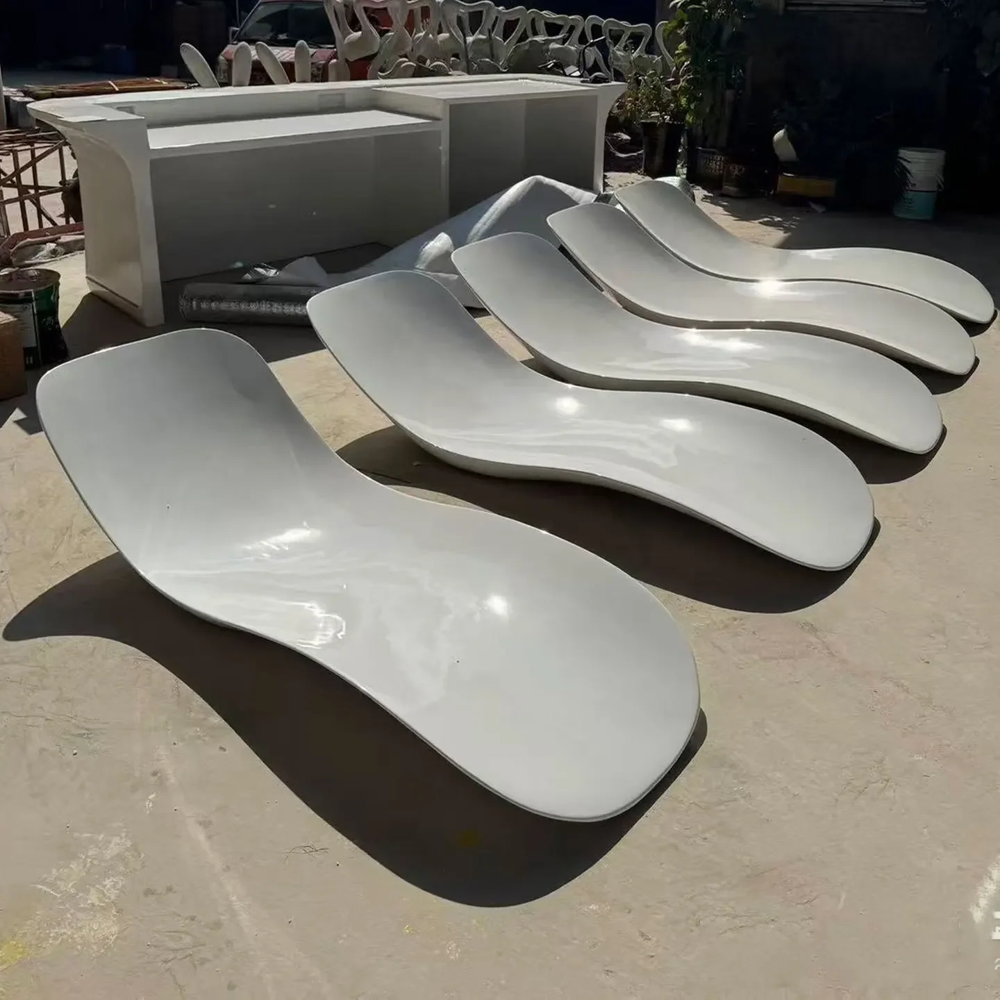 FRP lounge chair, outdoor weathering and waterproof, hotel swimming pool leisure beach chair