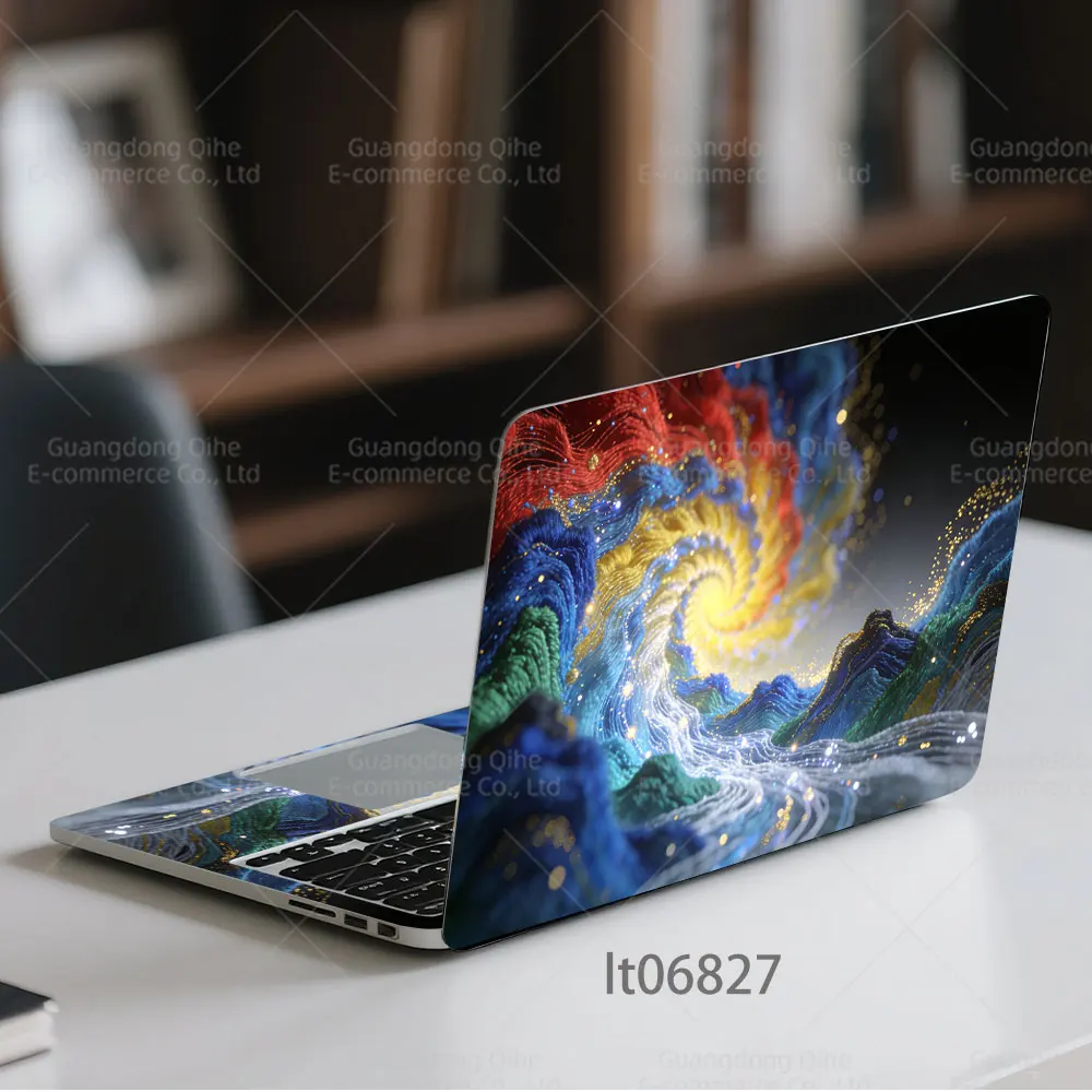 2PCS Sunset Ocean Wave Laptop Skin Sticker, Red Sky Seascape Nature Scenery Decal Cover for Macbook HP Dell Lenovo 11-17 inch