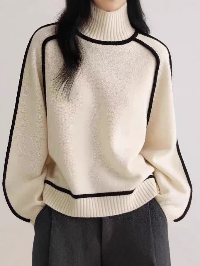 

Свободный повседневный свитер-пуловер оверсайз, уютный вязаный джемпер в стиле кэжуал, модный и комфортный трикотажный топ