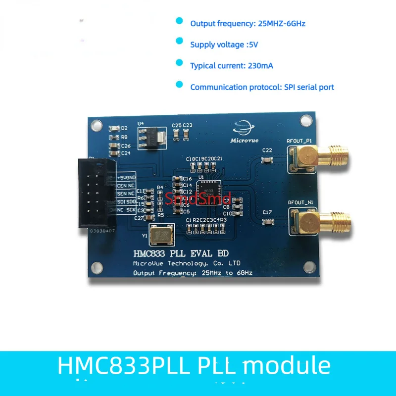 HMC833 PLL Phase-locked Loop RF Signal Source Wideband Frequency Source 25M-6G Low Phase Noise Local Oscillator
