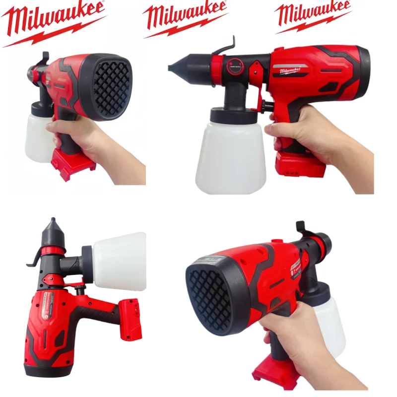 NOVINKA Milwaukee 800ML Akumulátorová elektrická stříkací pistole 18V Vysoce výkonná stříkací pistole na barvy Přenosná autonábytek Ocelový nátěr Airbrush 2025 - náhled 4