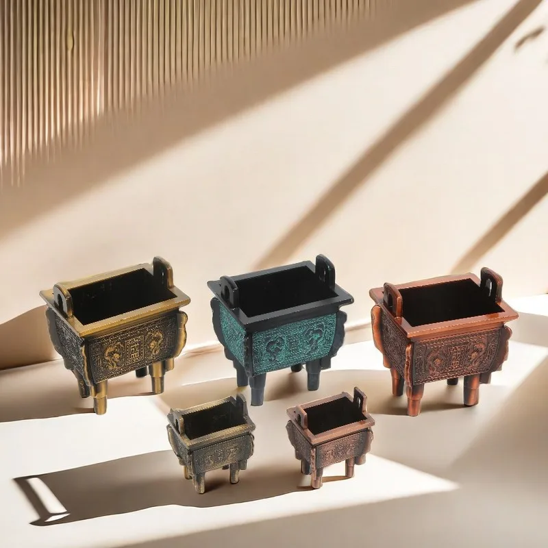 المعادن الحرفية مبخرة التنين مرجل مربع مرجل زخرفة الإبداعية سبيكة مرجل مبخرة البرونزية زخرفة صغيرة