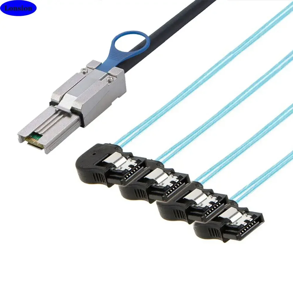 MINI SAS SFF-8088 to 4 Ports SATA 7P female connection cable For Server