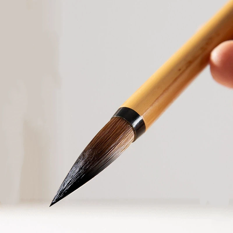 

Weasel Hair Calligraphy Brush Yan Zhenqing Medium Regular Script Writing Brush Running Script Pen Bamboo Handle Painting Brush
