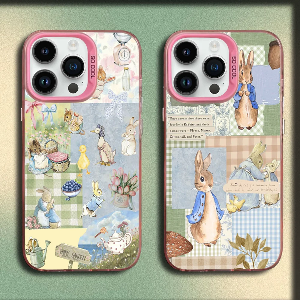 

Cartoon Cute P-Peter Rabbit Phone Case For iPhone 16,15,14,13,12,11,Mini,Pro,SE,MAX Pink Matte Silicone Cover