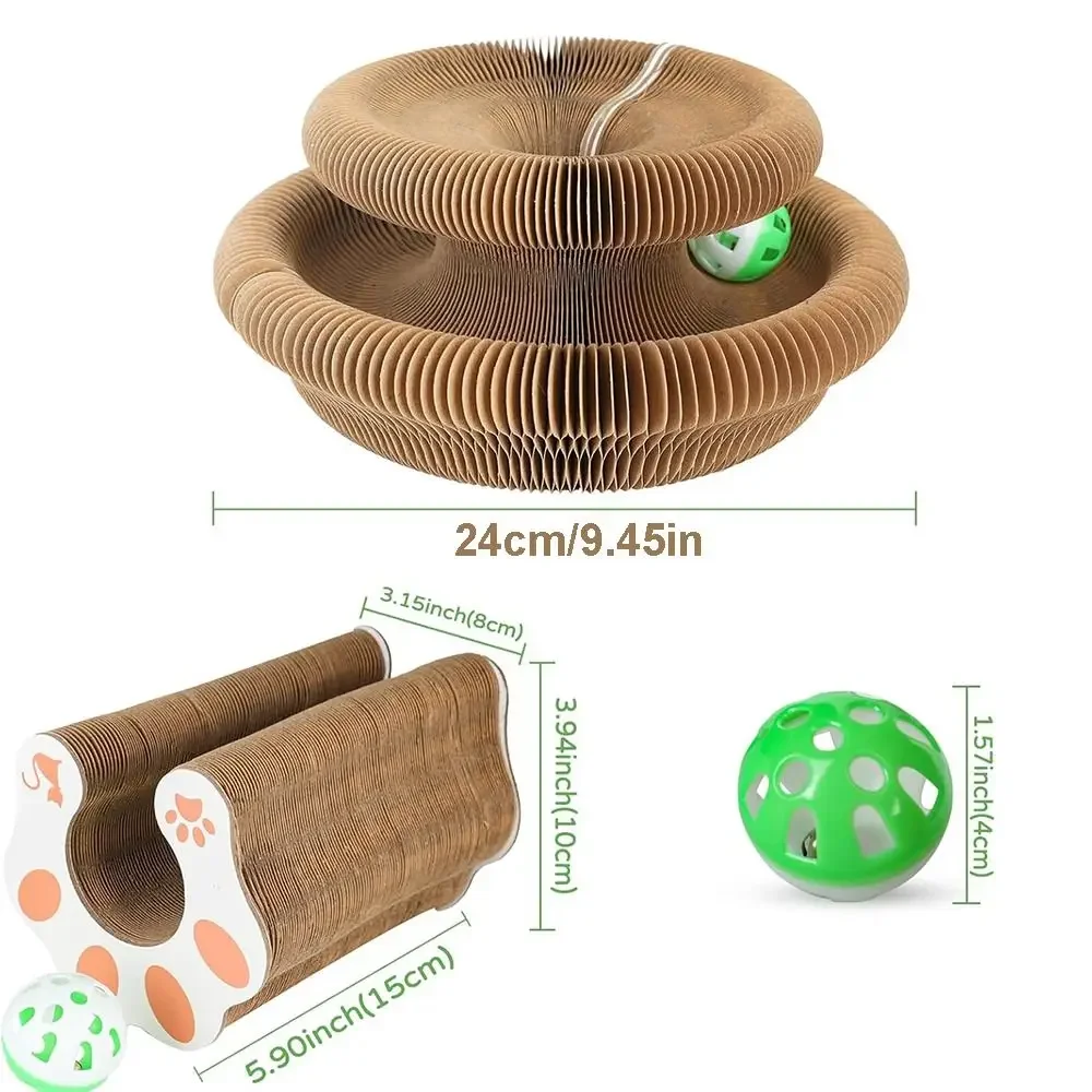Magic Cat Scratch Organ Board Cat Toy with Ball Cat Grinding Claw Cat Climbing Frame Kitten Round Corrugated Cat Scratching Toy