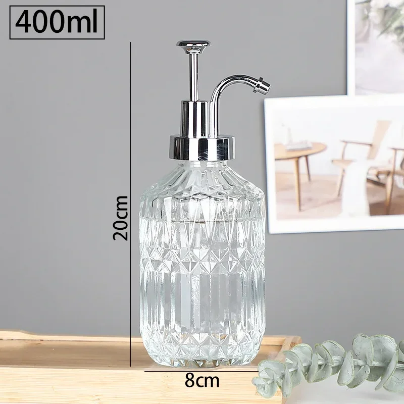 Press Nozzle Mouth Glass Bottle Hand Sanitizer Liquid Soap Solution Lotion Shower Gel Pump Bottle Nordic Bathroom Storage Bottle