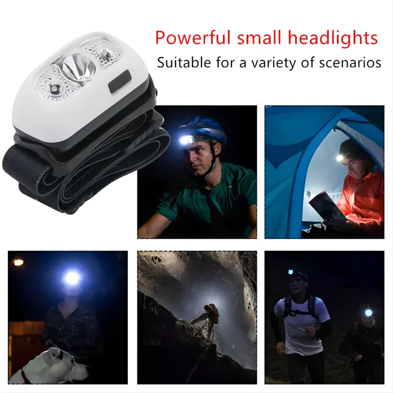 LED Headlamp Induction Sensor Rechargeable Headlight Flashlight Ultra light Lamp Body Used for Camping Fishing Song man HS88