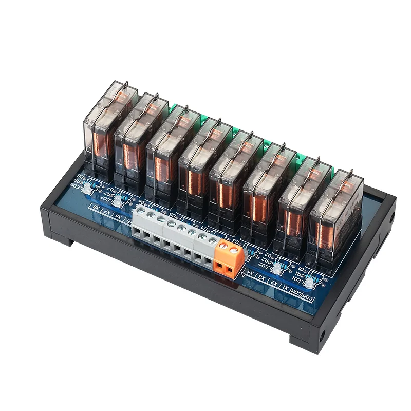 Chingjun 8-Channel Transparent Single Open Hongfa Relay Module 16A DC24V Electromagnetic Relays for PLC
