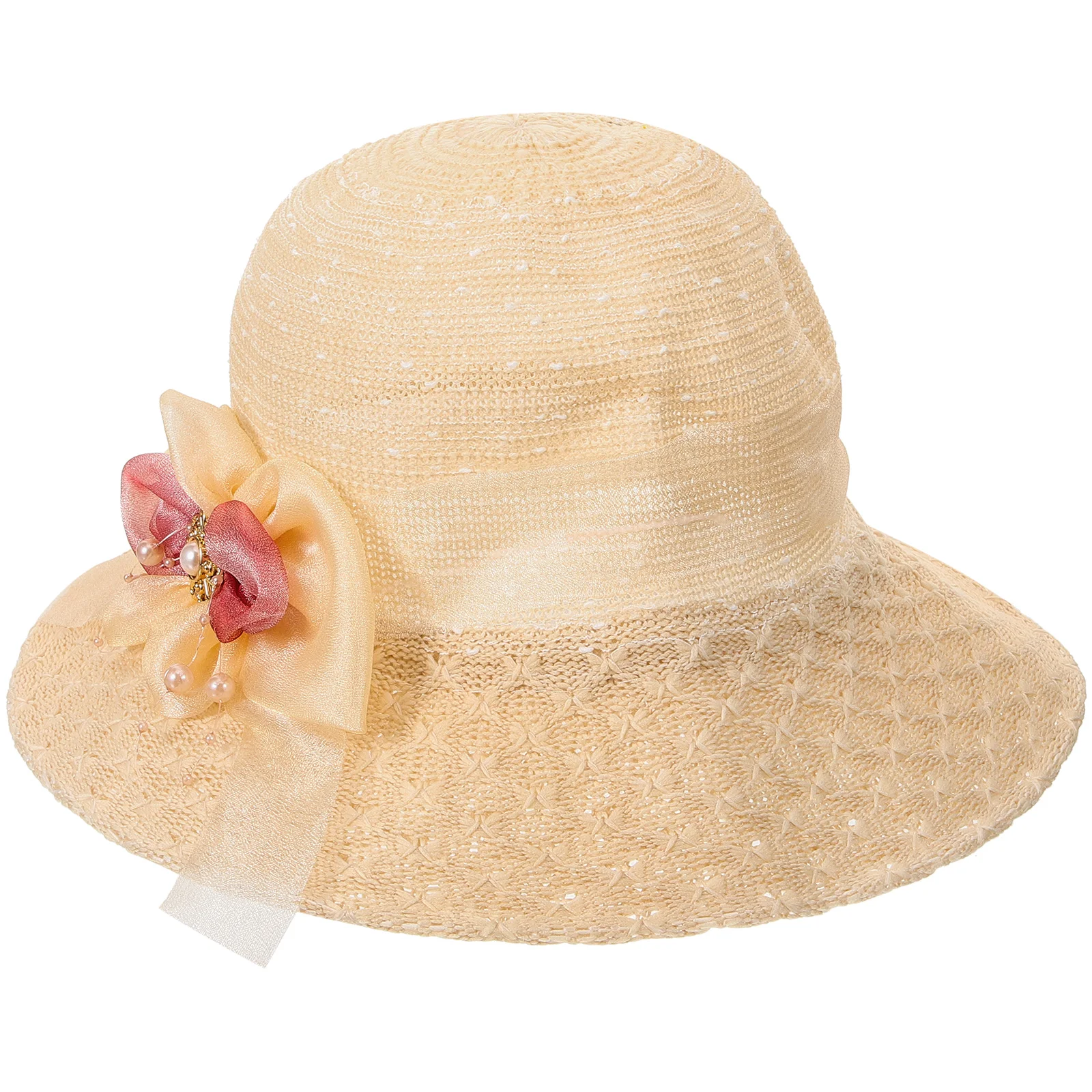 

Casual Sun Hat Uv Protection Wide Brim Flower Decorated Summer Beach Outdoor Cap For Women Men Cotton Linen Breathable Fishing