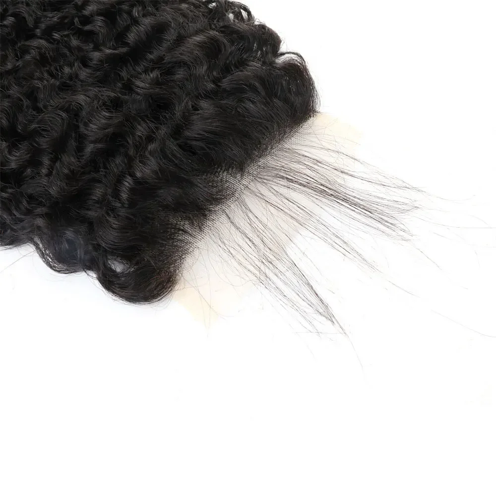 8-18 Zoll Pixie Curly 4X4 Transparenter Spitzenverschluss Brasilianischer Spitzenverschluss vorne Nur Pixie Mongolian Curl Echthaar für Frauen