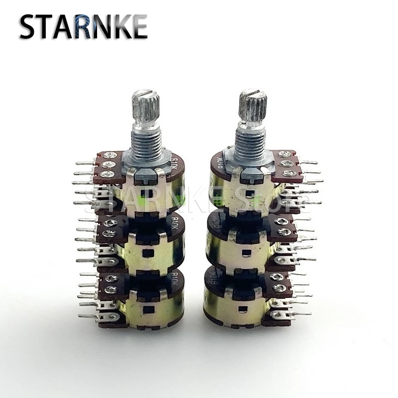 2PCS 16 Type 6 Link B10K Fever Amplifier Audio multi-channel High And Low Volume Potentiometer 18-Pin Flower Shaft 15MM